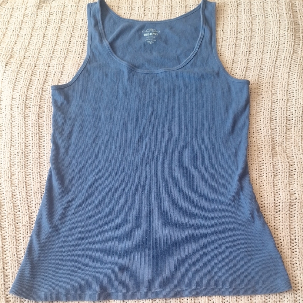 Old Navy Women's Ribbed Blue Crew Neck Tank Top Size XL/TG - Picture 1 of 5